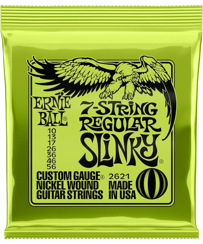 Ernie Ball 7-String Regular Slinky Nickel Wound Electric Guitar Strings, 10-56 Gauge - 2621