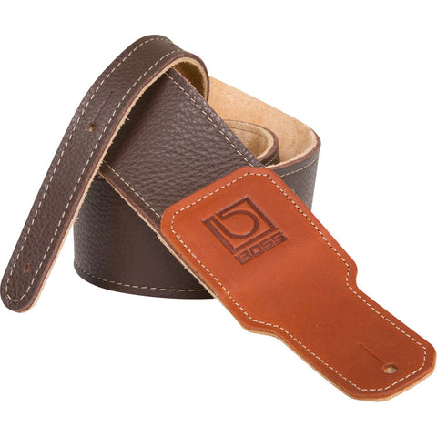 BOSS BSL-25-BRN Leather Instrument Strap - 2.5" Width, Brown - CBN Music Warehouse