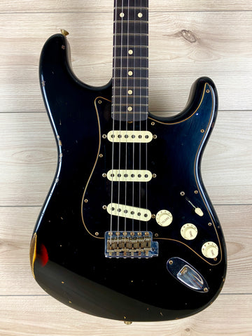 Fender Custom Shop Limited Edition Dual-Mag II Strat Relic Electric Guitar - Aged Black Over 3 Color Sunburst