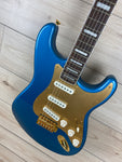 Squier 40th Anniversary Stratocaster Gold Edition with Laurel Fingerboard, Gold Anodized Pickguard, Lake Placid Blue