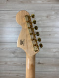 Squier 40th Anniversary Stratocaster Gold Edition with Laurel Fingerboard, Gold Anodized Pickguard, Lake Placid Blue