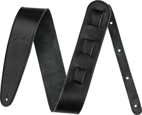 Fender Limited Leather Guitar Strap, Lizard (Black)