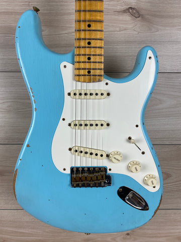 Fender Custom Shop Limited-edition 1957 Stratocaster Relic Finish Faded Aged Daphne Blue