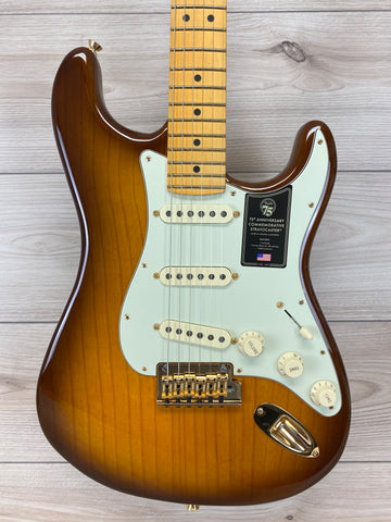 Fender 75th Anniversary Commemorative Stratocaster Electric Guitar, 2-Color Bourbon Burst