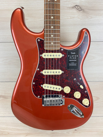 NEW - Fender Player Plus Stratocaster Electric Guitar Aged Candy Apple Red