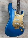 Squier 40th Anniversary Stratocaster Gold Edition with Laurel Fingerboard, Gold Anodized Pickguard, Lake Placid Blue