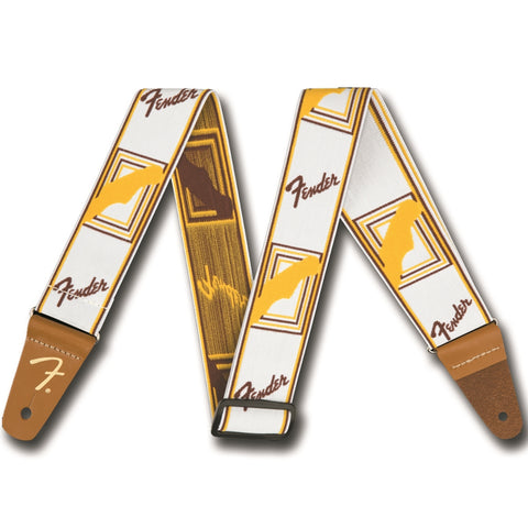 Fender Weighless Monogram Strap - White - CBN Music Warehouse