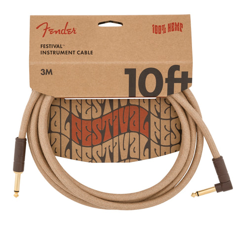 Fender Festical Hemp Instrument Cable 10ft str/ang - Natural