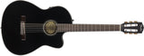 Fender CN-140SCE BLK Classical Acoustic Electric Guitar - CBN Music Warehouse