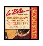 La Bella 40PCL Golden Alloy Acoustic Guitar Strings - Custom Light - CBN Music Warehouse