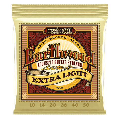 Ernie Ball 2006 Extra Light Earthwood 80/20 Bronze Acoustic Strings - .010-.050