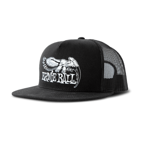 Ernie Ball Black & White Trucker Cap w/ Ernie Ball Eagle - Black - CBN Music Warehouse