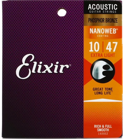 Elixir Strings Nanoweb Phosphor Bronze Acoustic Guitar Strings - .010-.047 Extra Light