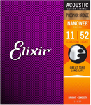 Elixir Strings 16027 Nanoweb Phosphor Bronze Acoustic Guitar Strings - .011-.052 Custom Light