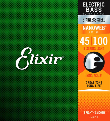 Elixir 14652 Nanoweb Stainless Steel Long Scale Bass Strings - Light (45-100)