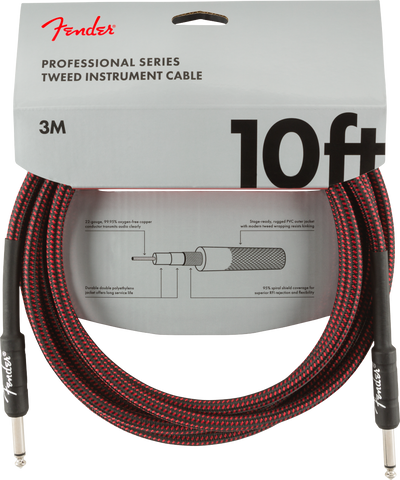 Fender Professional Series Instrument Cables, 10', Red Tweed - CBN Music Warehouse